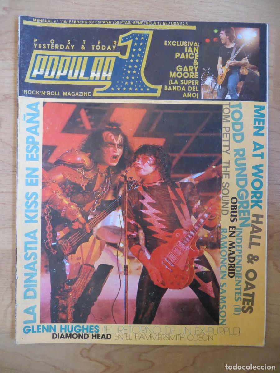 Revistas de m&uacute;sica: POPULAR 1: N.116-KISS-TANGERINE DREAM-GARY MOORE-GLENN HUGHES-OBUS-HALL & OATES-