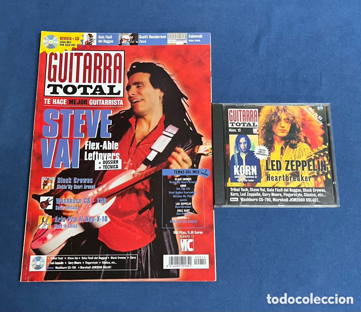 Musikzeitschriften: Revista GUITARRA TOTAL 12 con CD. Steve Vai, Black Crowes