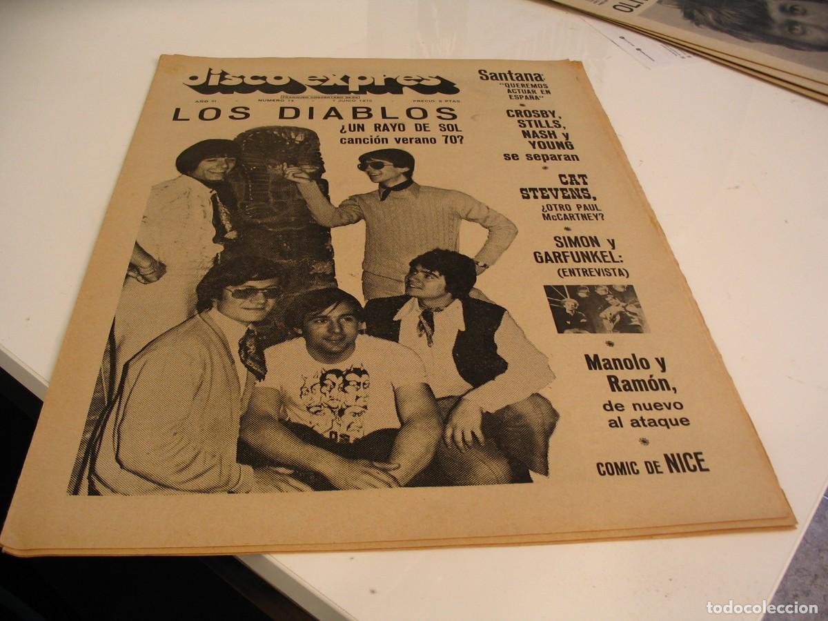 Revistas de m&uacute;sica: Revista DISCO EXPRES n&ordm; 74 de 1970 Los Diablos Nice Los Gritos Crow Cat Stevens Cerebrum