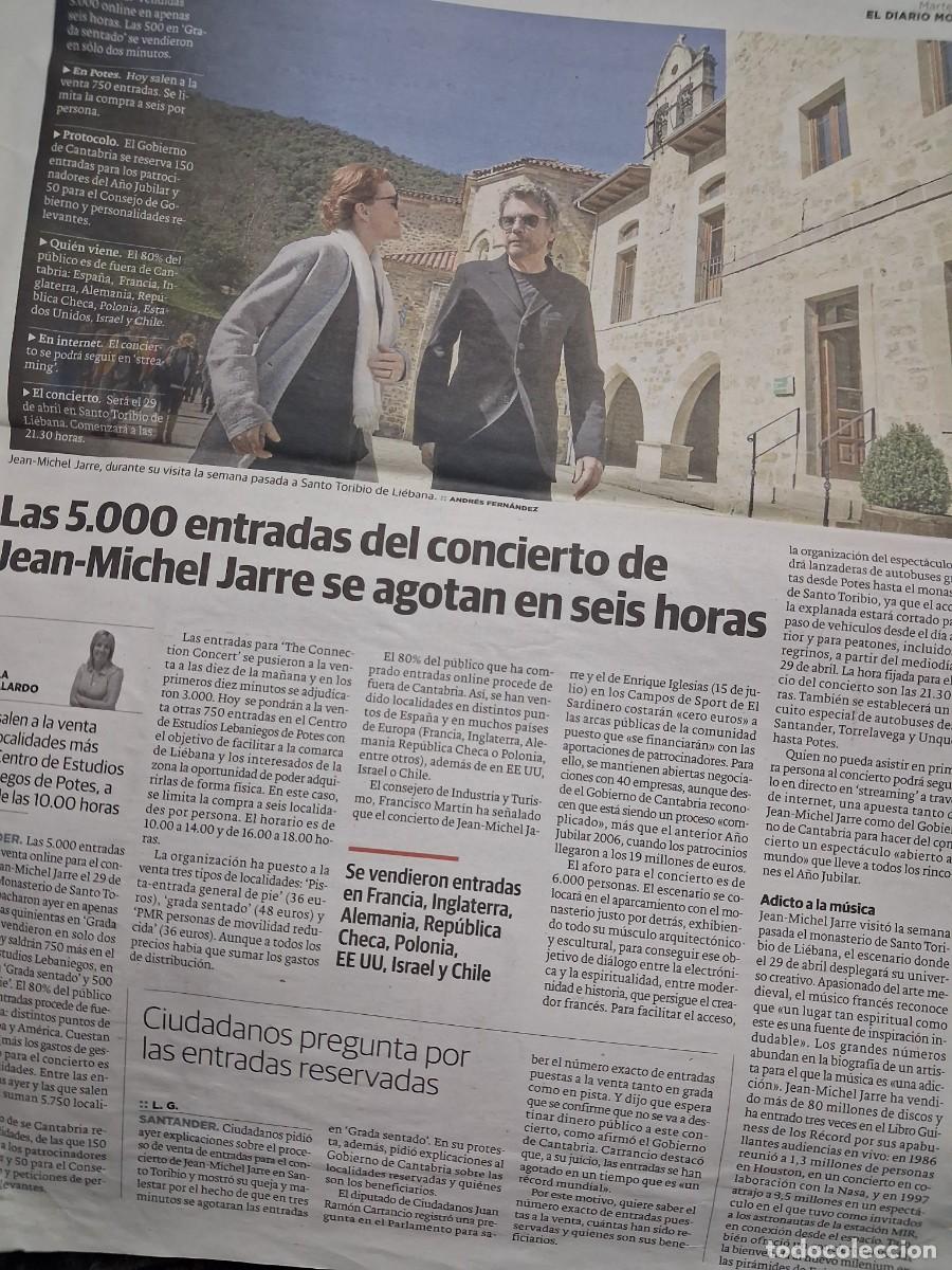 Revistas de m&uacute;sica: jean Michelle Jarre - El Diario Monta&ntilde;&eacute;s 2017 - recorte art&iacute;culo completo -