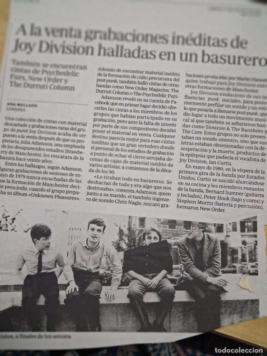Revistas de m&uacute;sica: Joy Division - El Diario Monta&ntilde;&eacute;s 2013 - recorte art&iacute;culo completo -