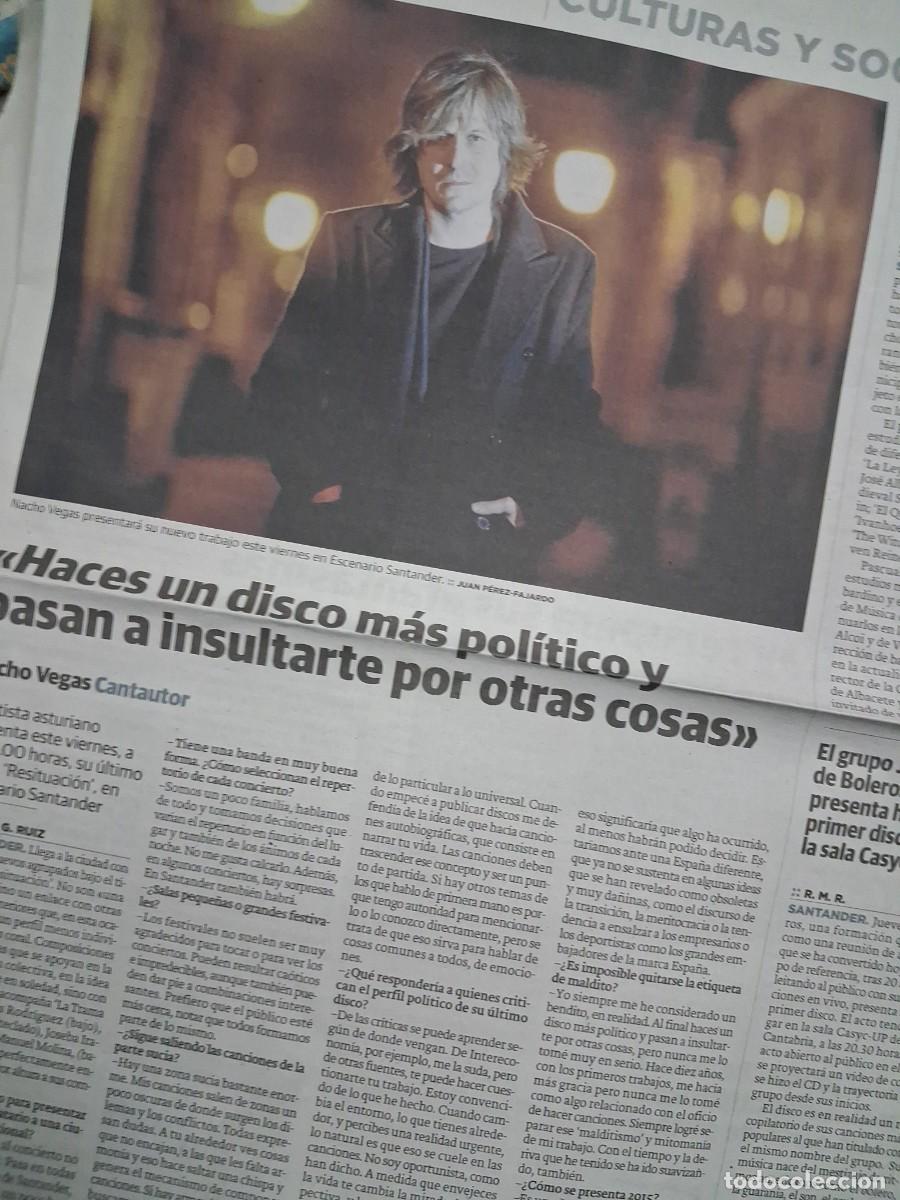 Revistas de m&uacute;sica: Nacho Vegas - El Diario Monta&ntilde;&eacute;s 2014 - recorte art&iacute;culo completo - ex Diariu y Manta Ray