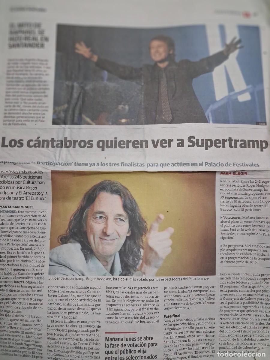 Revistas de m&uacute;sica: Raphael + Supertramp - El Diario Monta&ntilde;&eacute;s 2014 - recorte art&iacute;culos completos