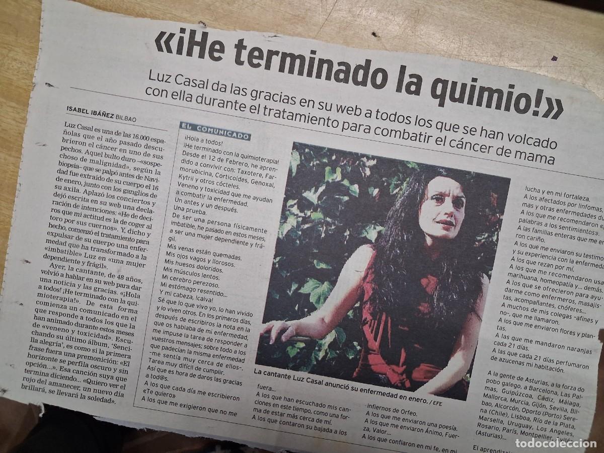 Revistas de m&uacute;sica: Luz Casal - El Diario Monta&ntilde;&eacute;s - recorte art&iacute;culo completo