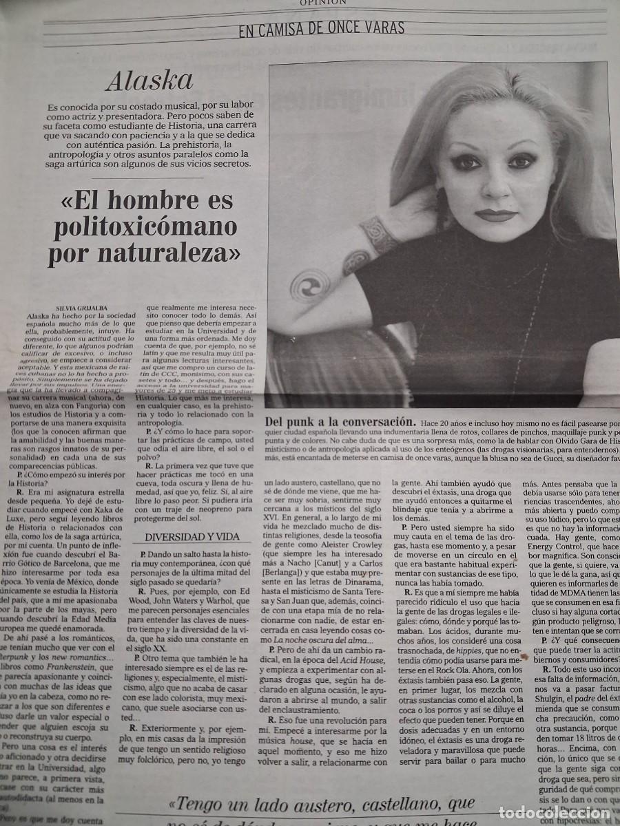 Revistas de m&uacute;sica: Alaska - El Mundo 2002- recorte art&iacute;culo completo - Ex Fangoria Pegamoides Dinarama