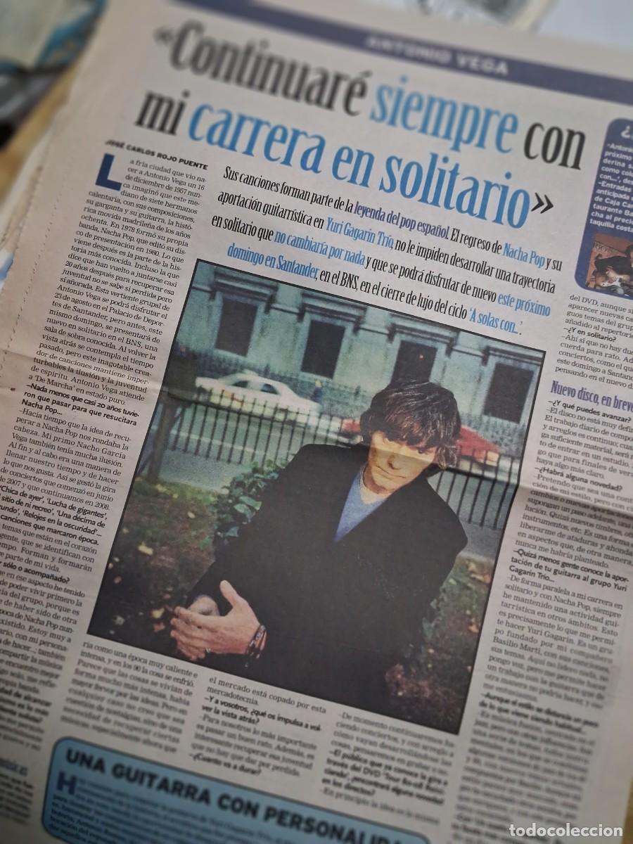 Revistas de m&uacute;sica: Antonio Vega - El diario Monta&ntilde;&eacute;s 2008 - Recorte art&iacute;culo completo - Ex Nacha Pop