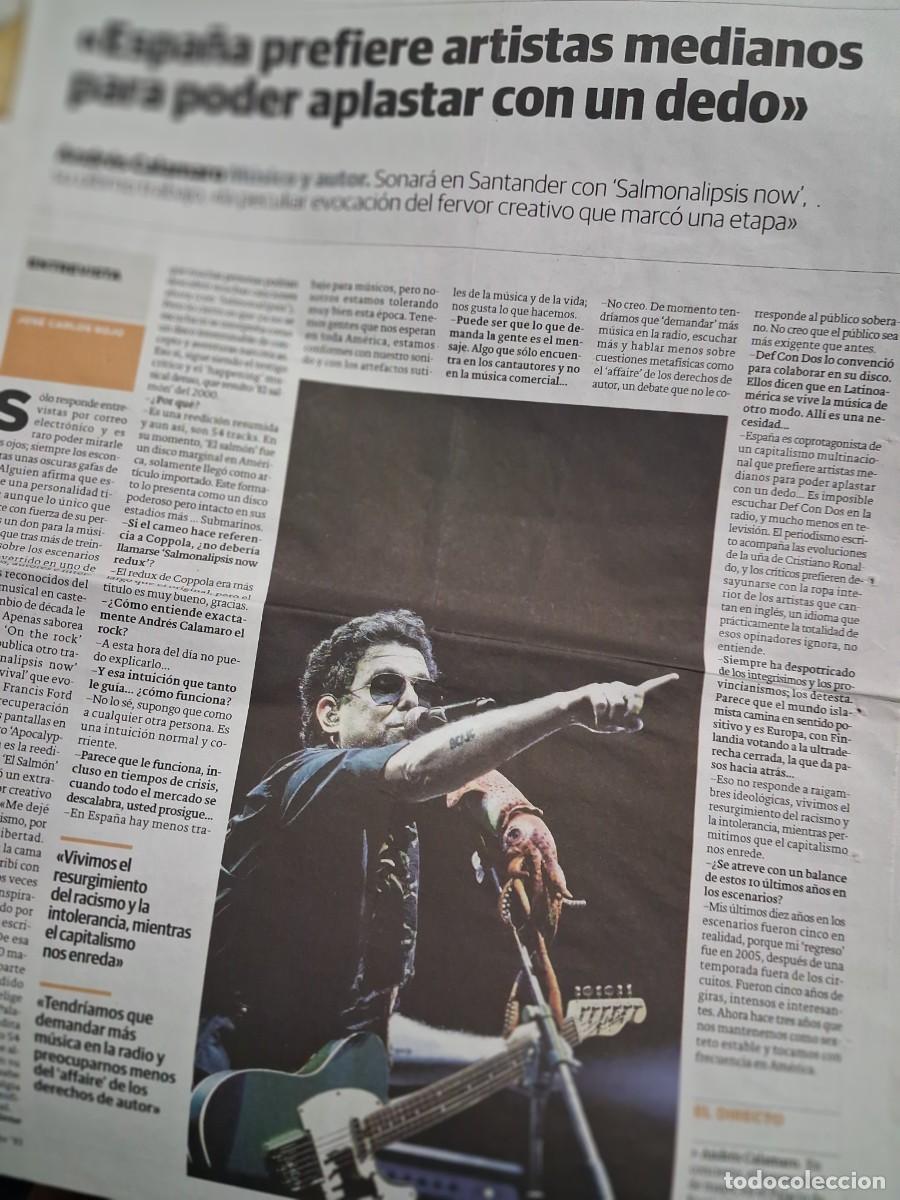 Revistas de m&uacute;sica: Andr&eacute;s Calamaro - El diario Monta&ntilde;&eacute;s 2011 -Recorte art&iacute;culo completo-Los Rodriguez Abuelos D L Nada