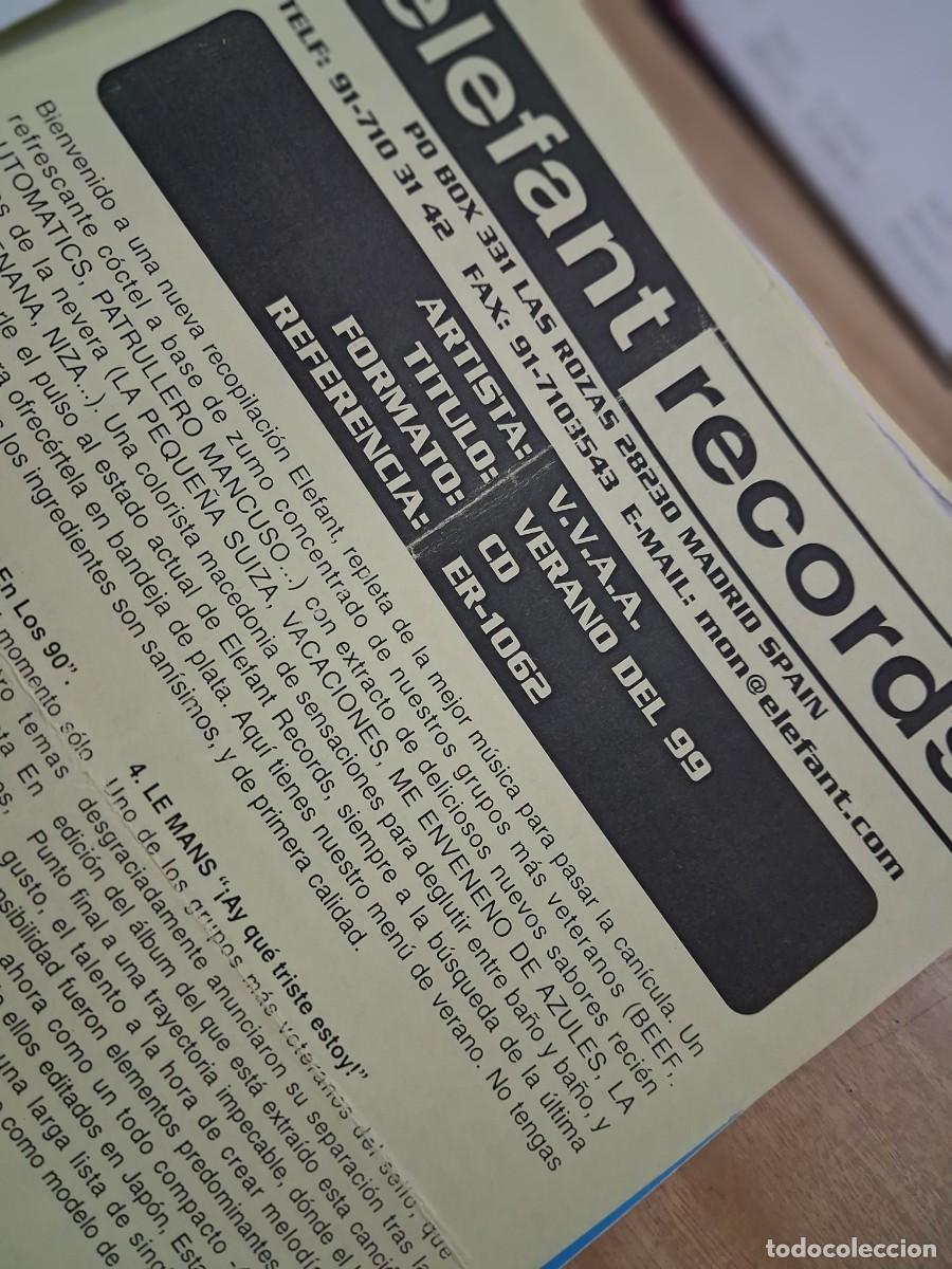 Revistas de m&uacute;sica: Verano Del 99 - Elefant records 1999 - Hoja promo - Peque&ntilde;a Suiza, Le Mans, Niza, Monja Enana...