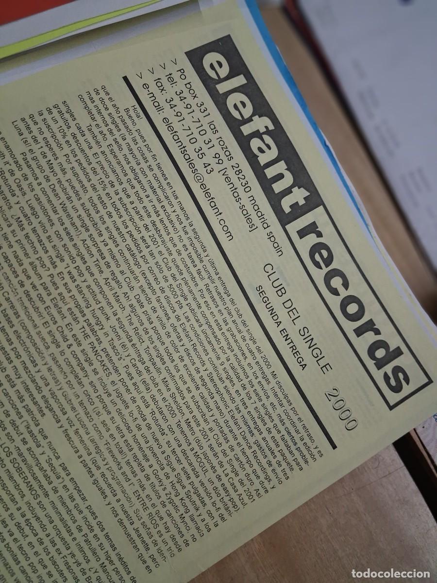 Revistas de m&uacute;sica: Club Del Single 2000 - Elefant records - Hoja promo - Eliminator Jr, Le Mans, Silvania, Ana D.
