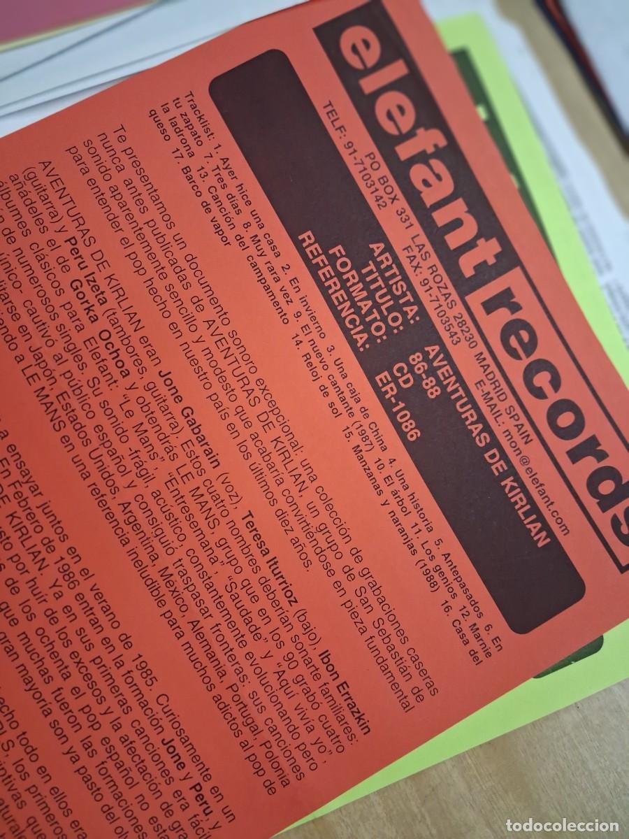 Revistas de m&uacute;sica: Aventuras De Kirlian - Elefant Records 2001 - Hoja Promo - 86-88 - Le Mans, Daily Planet, Single