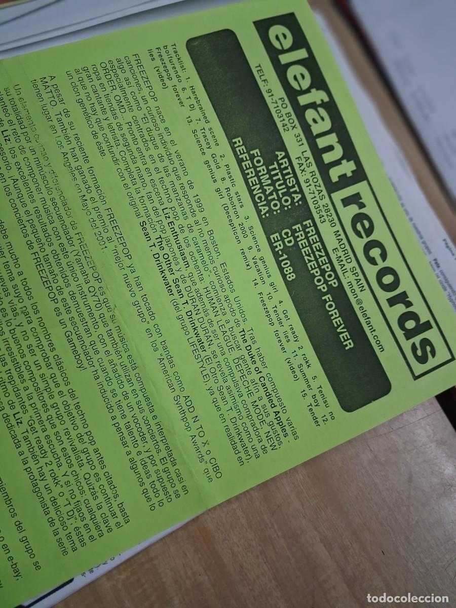Revistas de m&uacute;sica: Freezepop - Elefant records 2001 - Hoja Promo - ... forever