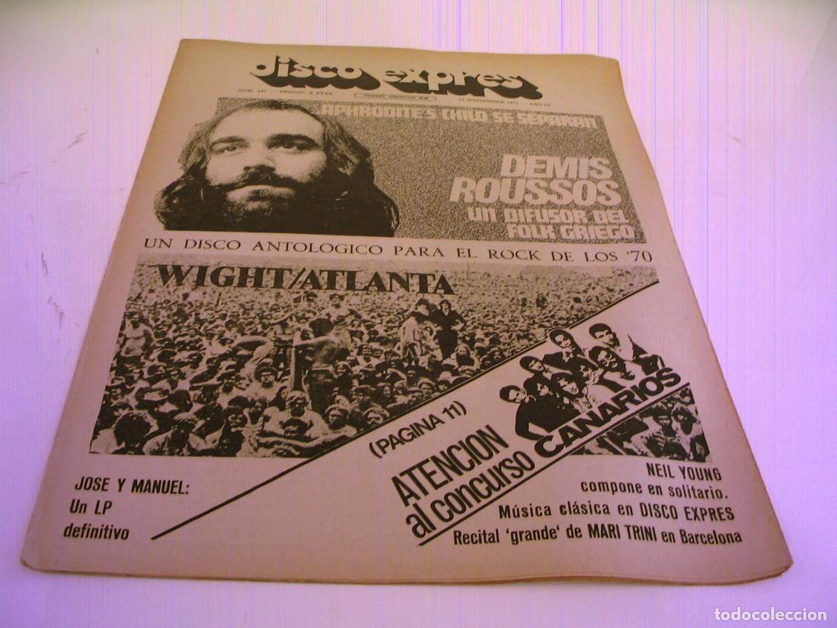 Revistas de m&uacute;sica: REVISTA DISCO EXPRES N&ordm; 147 Aphrodite&acute;s child DEMIS ROUSSOS Canarios Jose y Manuel Mari Trini