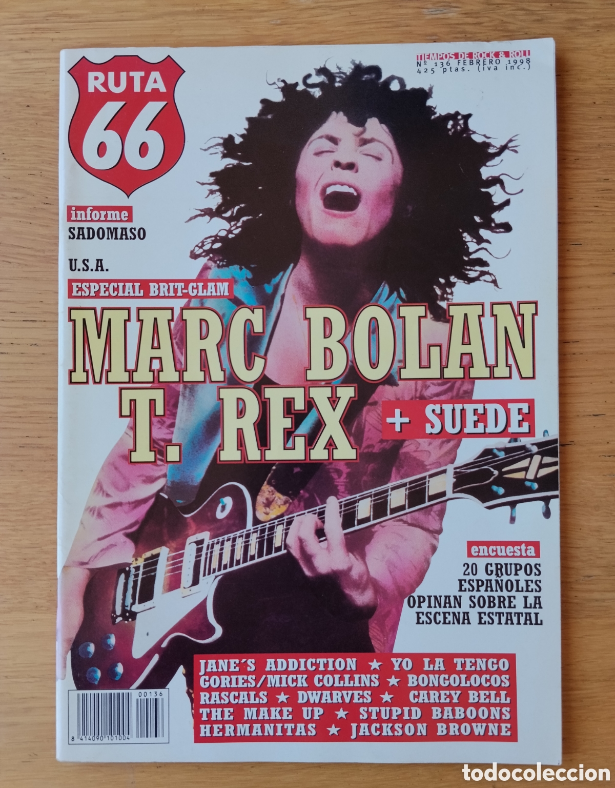 Revistas de m&uacute;sica: RUTA 66 NUMERO 136 - FEBRERO 1998 . EN MUY BUEN ESTADO - MARC BOLAN - T. REX