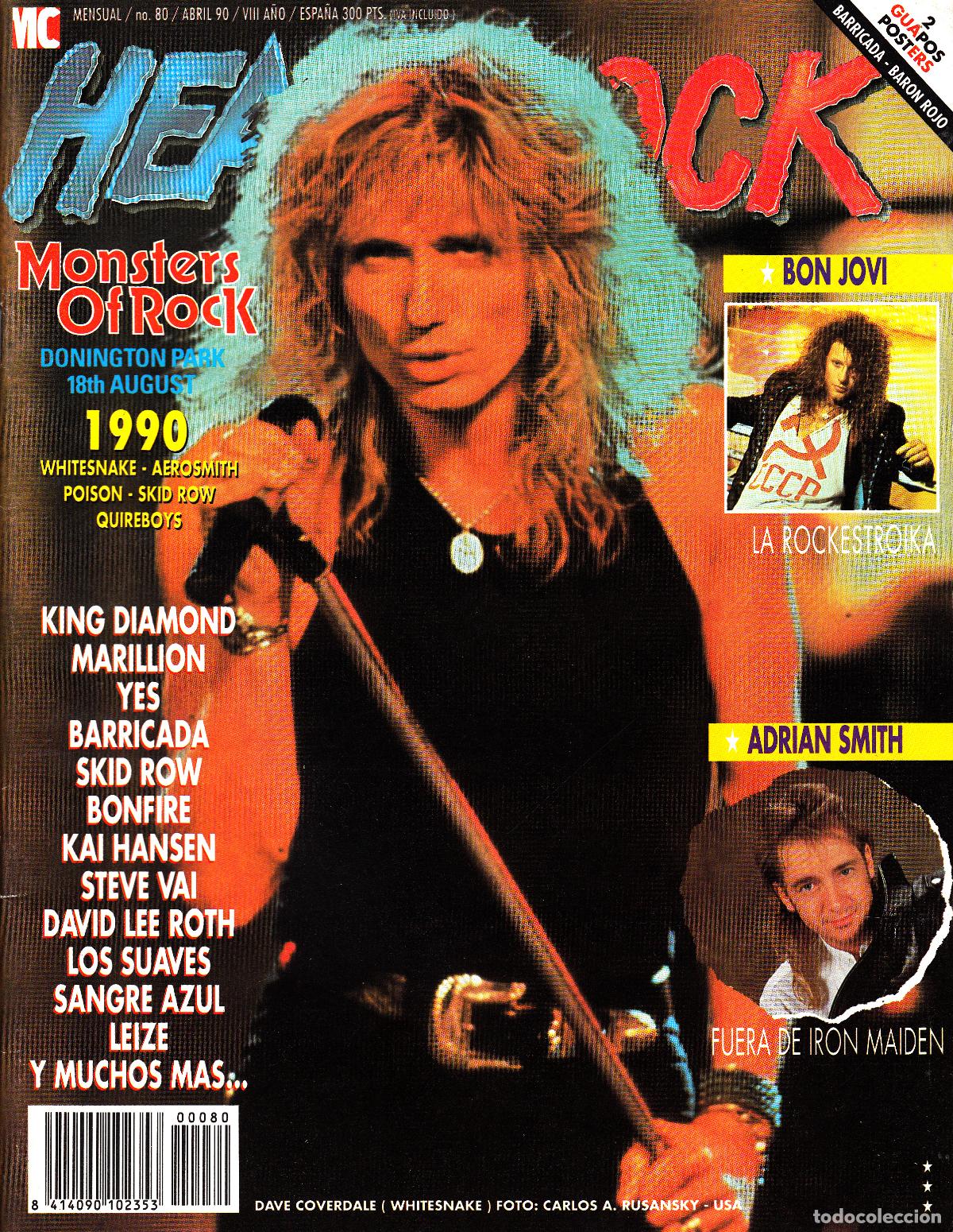 Revistas de m&uacute;sica: Revista Heavy Rock Numero 80 David Coverdale. Monsters of Rock con poster de Barricada y Bar&oacute;n Rojo