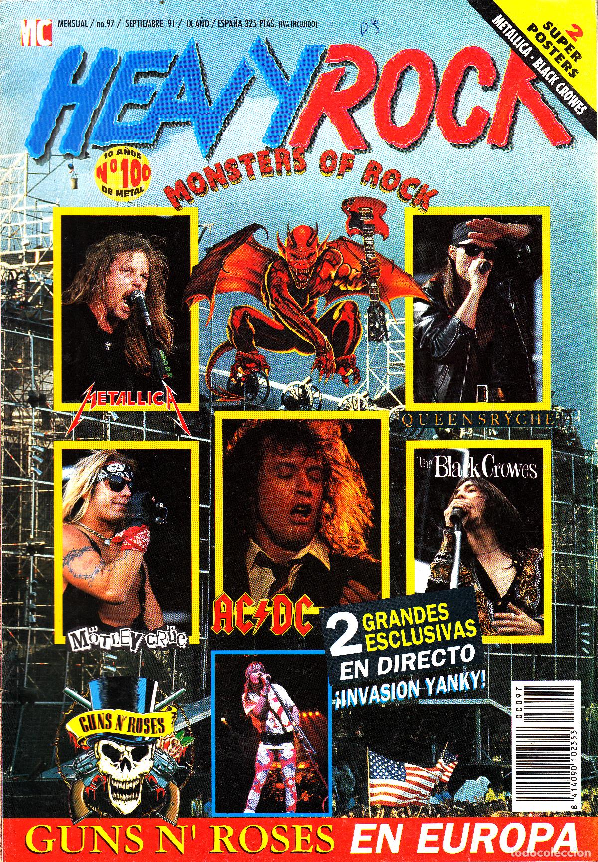 Revistas de m&uacute;sica: Revista Heavy Rock Numero 97 Monsters of rock, con poster de Black Crowes y Metallica