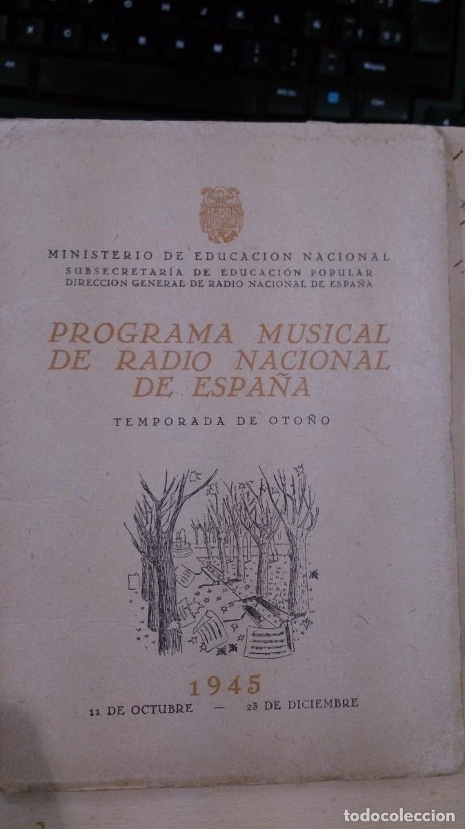 Revistas de m&uacute;sica: PROGRAMA MUSICAL DE RADIO NACIONAL DE ESPA&Ntilde;A. Temporada de Oto&ntilde;o (Madrid, 1945)
