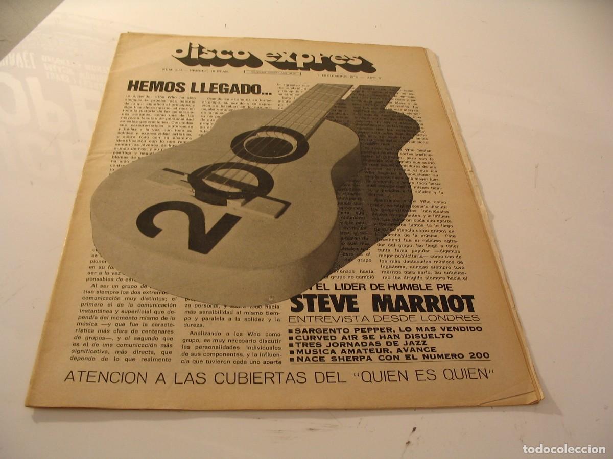 Revistas de m&uacute;sica: REVISTA DISCO EXPRES n&ordm; 200 de 1972 NINO BRAVO Humble pie Steve Marriott John Campbell Sherpa