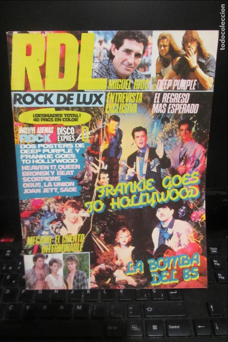 Revistas de m&uacute;sica: Rock de Lux n&ordm; 2 984 con poster Frankie Goes to Hollywood, Queen, Deep Purple, Mecano, Bronsk ARX45