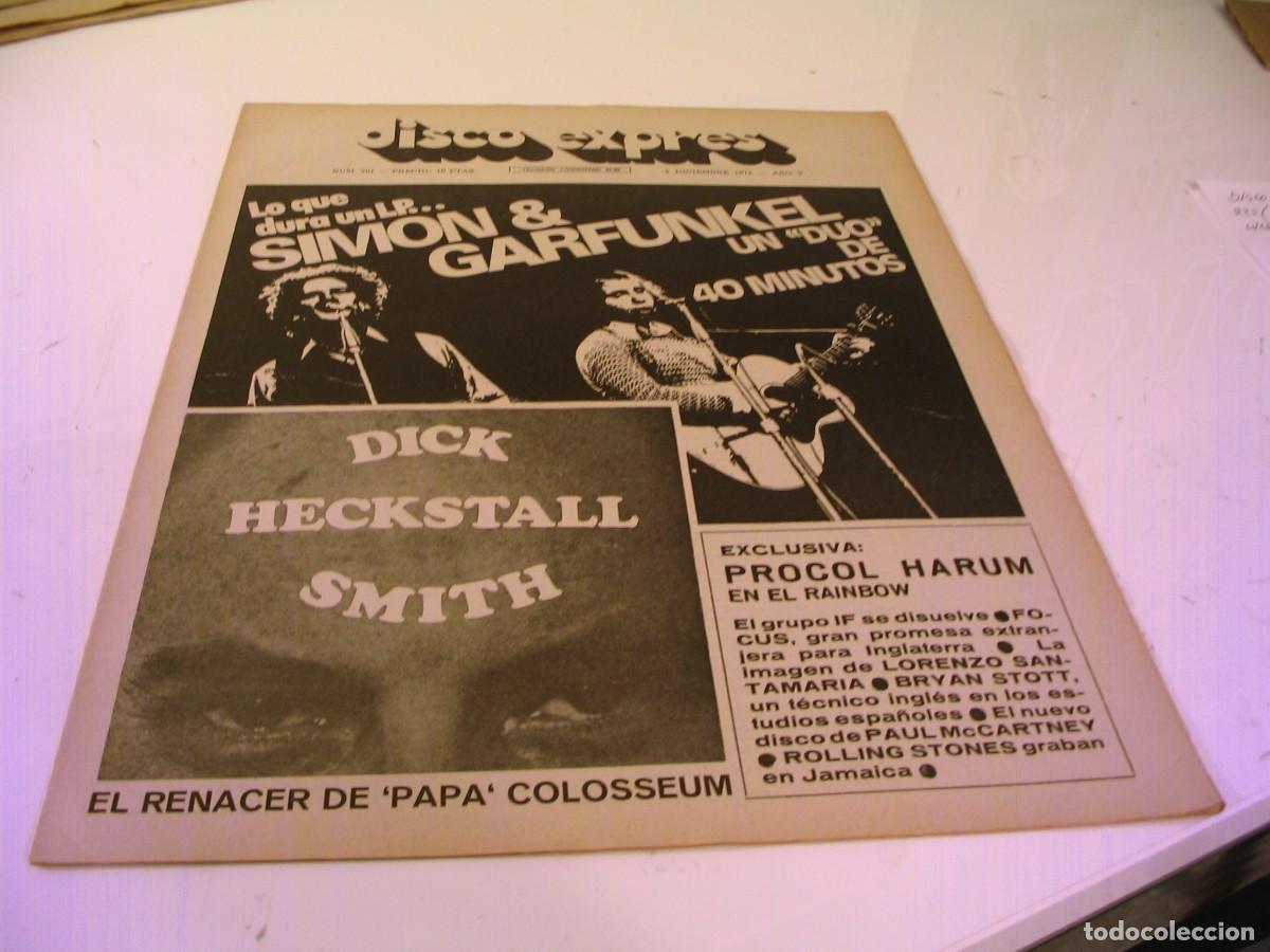 Revistas de m&uacute;sica: REVISTA DISCO EXPRES n&ordm; 201 de 1972 SIMON & GARFUNKEL IA BATISTE Lorenzo Santamaria Dick Heckstall