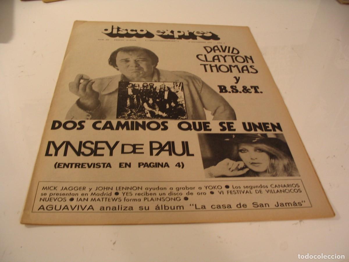 Revistas de m&uacute;sica: REVISTA DISCO EXPRES n&ordm; 202 de 1972 Lindsey de Paul CANARIOS STORM Aguaviva Blood sweat & tears