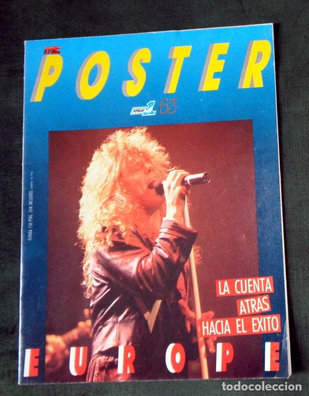 Revistas de m&uacute;sica: P&Oacute;STER DESPLEGABLE REVISTA POPULAR 1 UNO. ANTIGUO A&ntilde;o 1987. EUROPE. ROCK HEAVY METAL