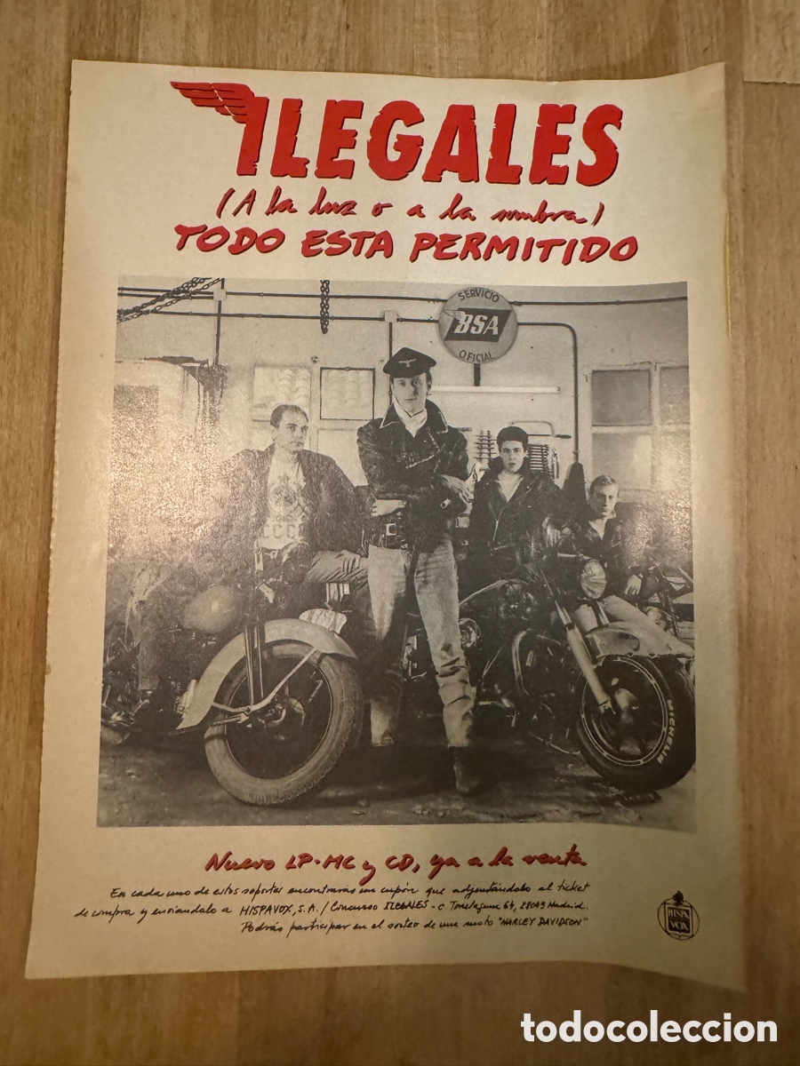Revistas de m&uacute;sica: Ilegales hoja promocional