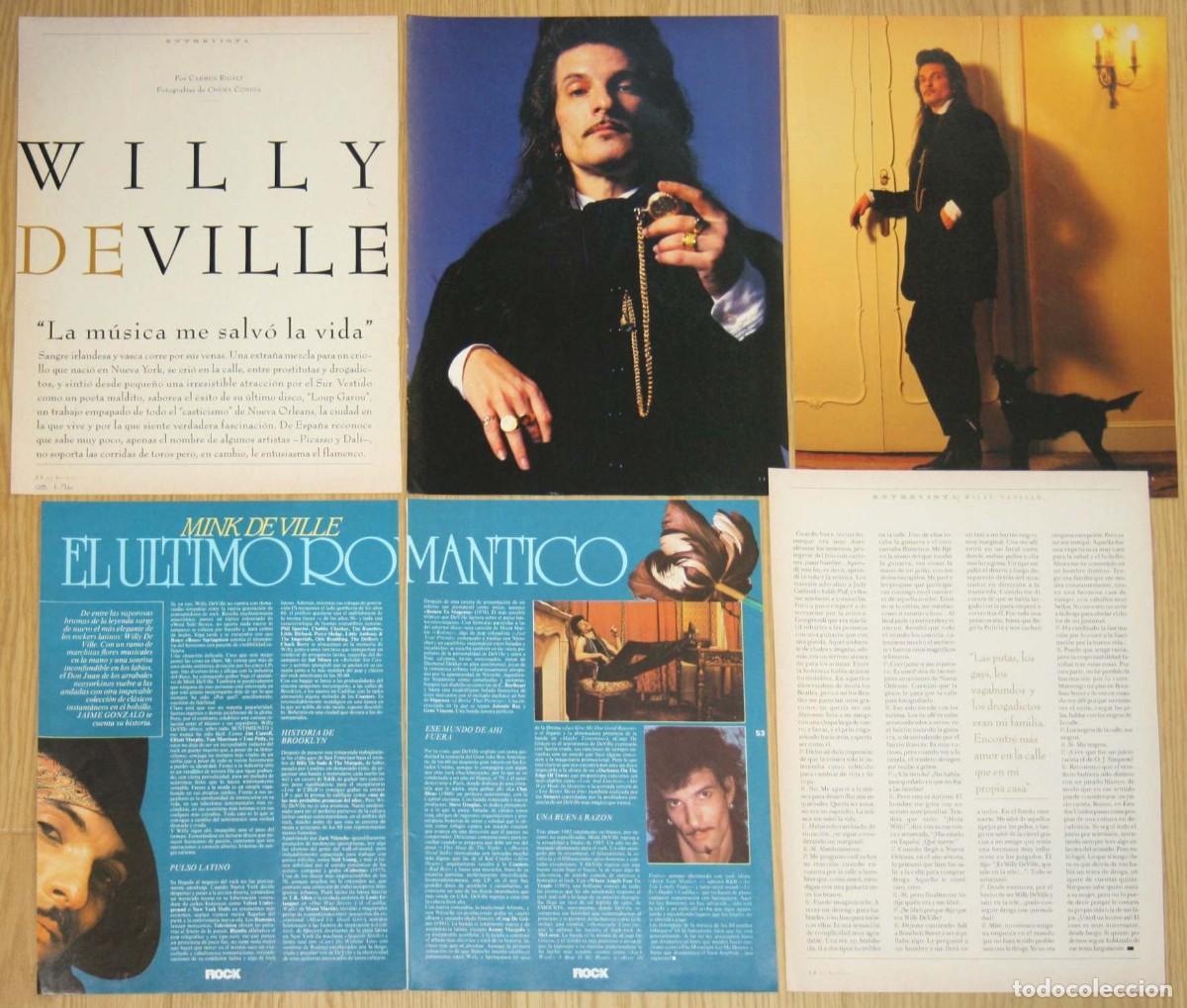 Revistas de m&uacute;sica: WILLY DEVILLE lote prensa spain magazine clippings 1980s/90s photos Mink latin rock singer recortes