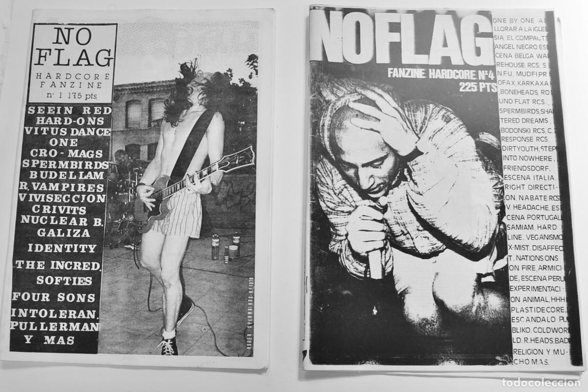 Revistas de m&uacute;sica: Lote de 2 Fanzines Musicales. &rdquo;No Flag&rdquo;. N&uacute;meros 1 y 4. Principios a&ntilde;os 90. Gij&oacute;n. Muy buen estado