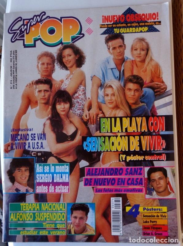 Revistas de m&uacute;sica: REVISTA SUPER POP N&ordm;374 Julio 1992. P&Oacute;STER SENSACION DE VIVIR. MECANO. OBK. JOAQUIN SABINA