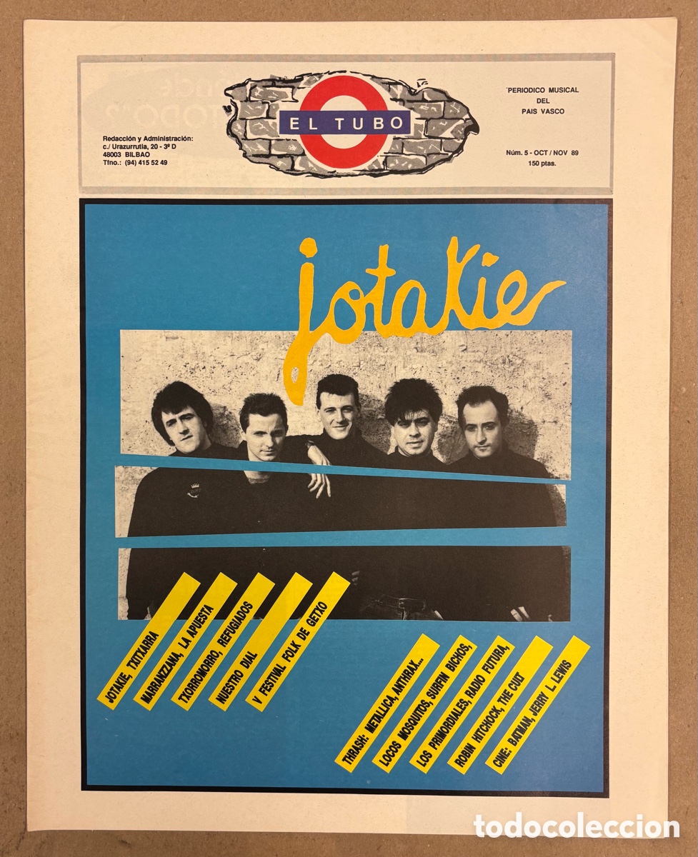 Revistas de m&uacute;sica: EL TUBO N&deg; 5 (1989). JOTAKIE, SURFIN BICHOS, METALLICA, RADIO FUTURA, LOS PRIMORDIALES, LOQUILLO