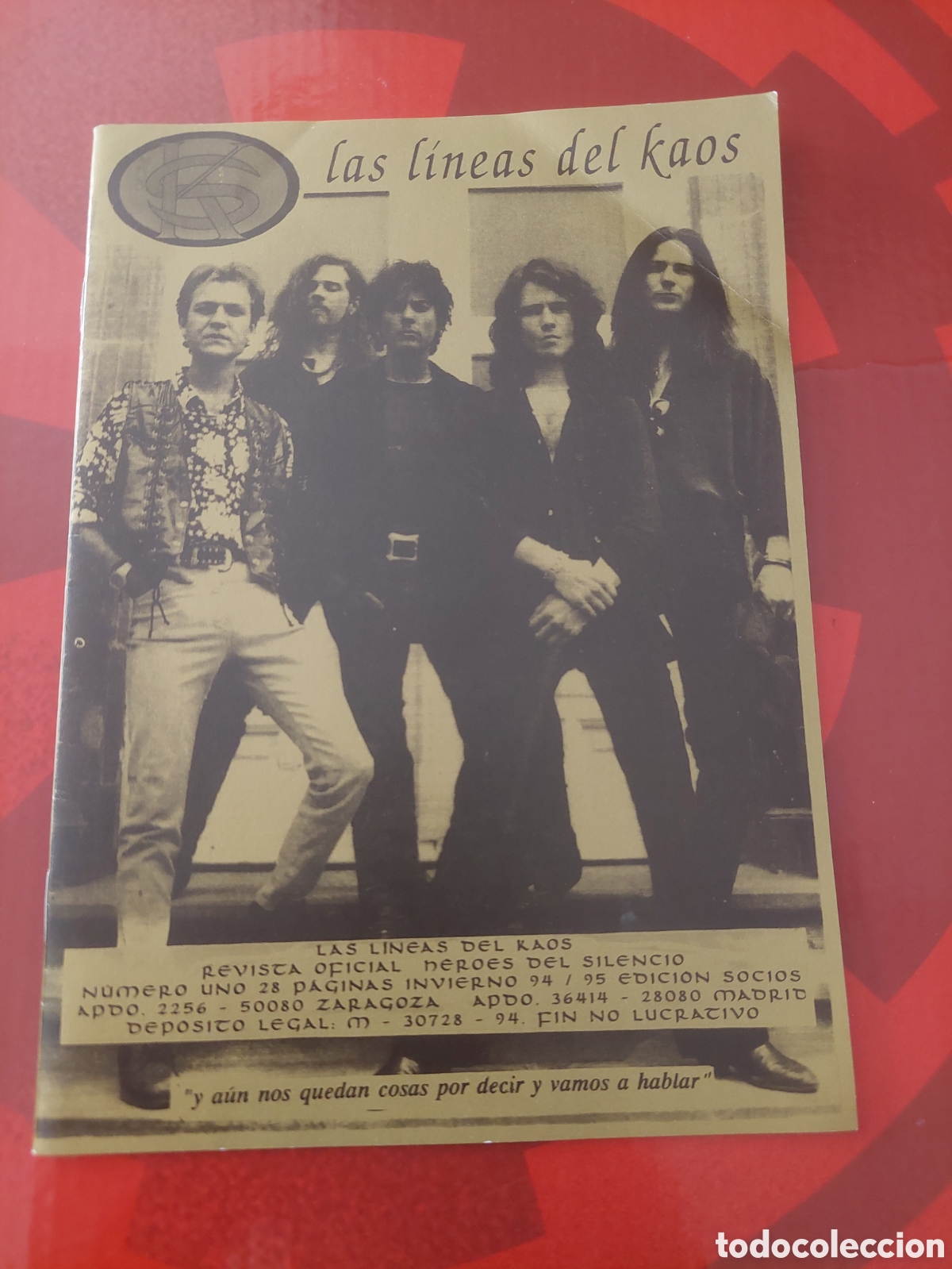Revistas de m&uacute;sica: H&eacute;roes del Silencio. Fanzine Las l&iacute;neas del kaos. Nr. 1. Invierno 94/95. Versi&oacute;n dorada