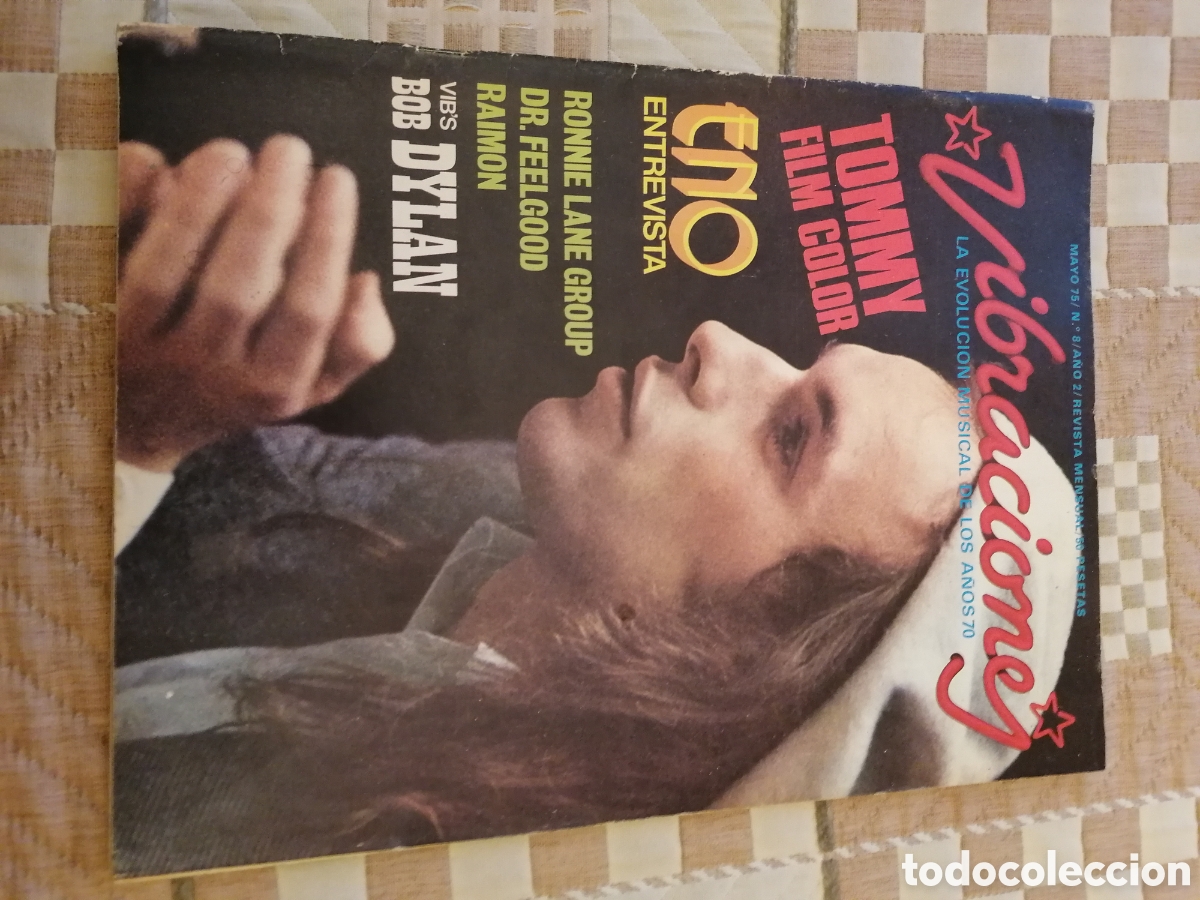 Revistas de m&uacute;sica: Vibraciones N&ordm; 8 Mayo 75. Brian Eno,Bob Dylan ( Incluye Poster )Tommy,Dr.Feelgood,Ronnie Lane...