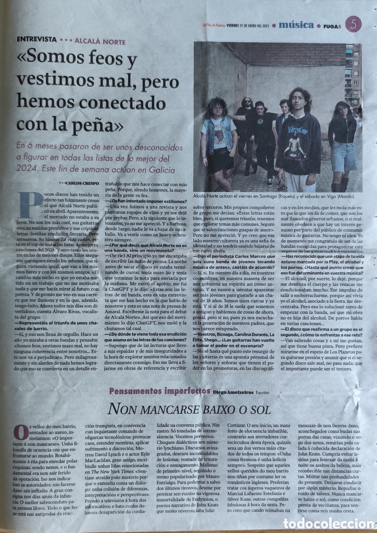 Magazines de musique: FUGAS. SUPLEMENTO DE LA VOZ DE GALICIA. 31.01.25. ALCAL&Aacute; NORTE. MANOLO KABEZABOLO.