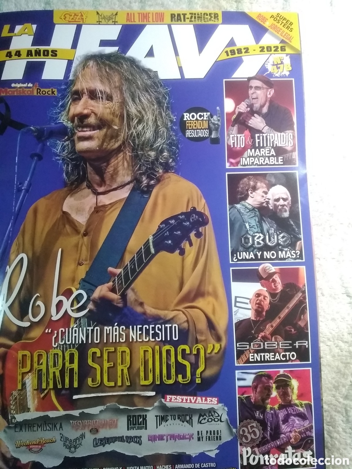 Revistas de m&uacute;sica: HEAVY ROCK : N&ordm; 478 - ROBE (EXTREMODURO) - ILEGALES - OBUS -PORRETAS.. POSTER: ROBE - JORGE ILEGAL