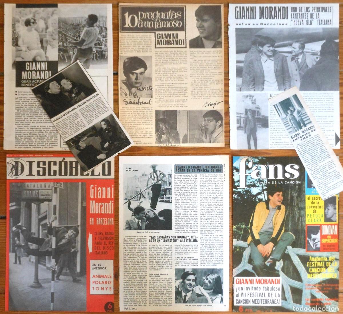 Revistas de m&uacute;sica: GIANNI MORANDI lote de prensa 1960s fotos spain clippings Italia cantante Eurovision discobolo fans