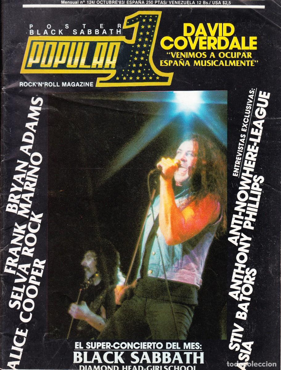 Revistas de m&uacute;sica: POPULAR 1. N&ordm; 124. OCTUBRE 1983. DAVID COVERDALE. POSTER BLACK SABBATH.