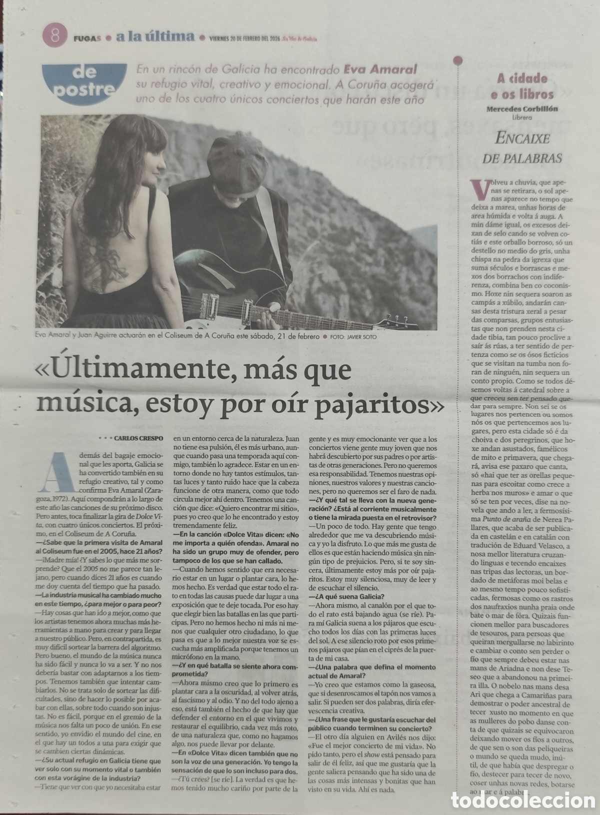 Revistas de m&uacute;sica: FUGAS, SUPLEMENTO DE LA VOZ DE GALICIA. 20/02/26. AMARAL