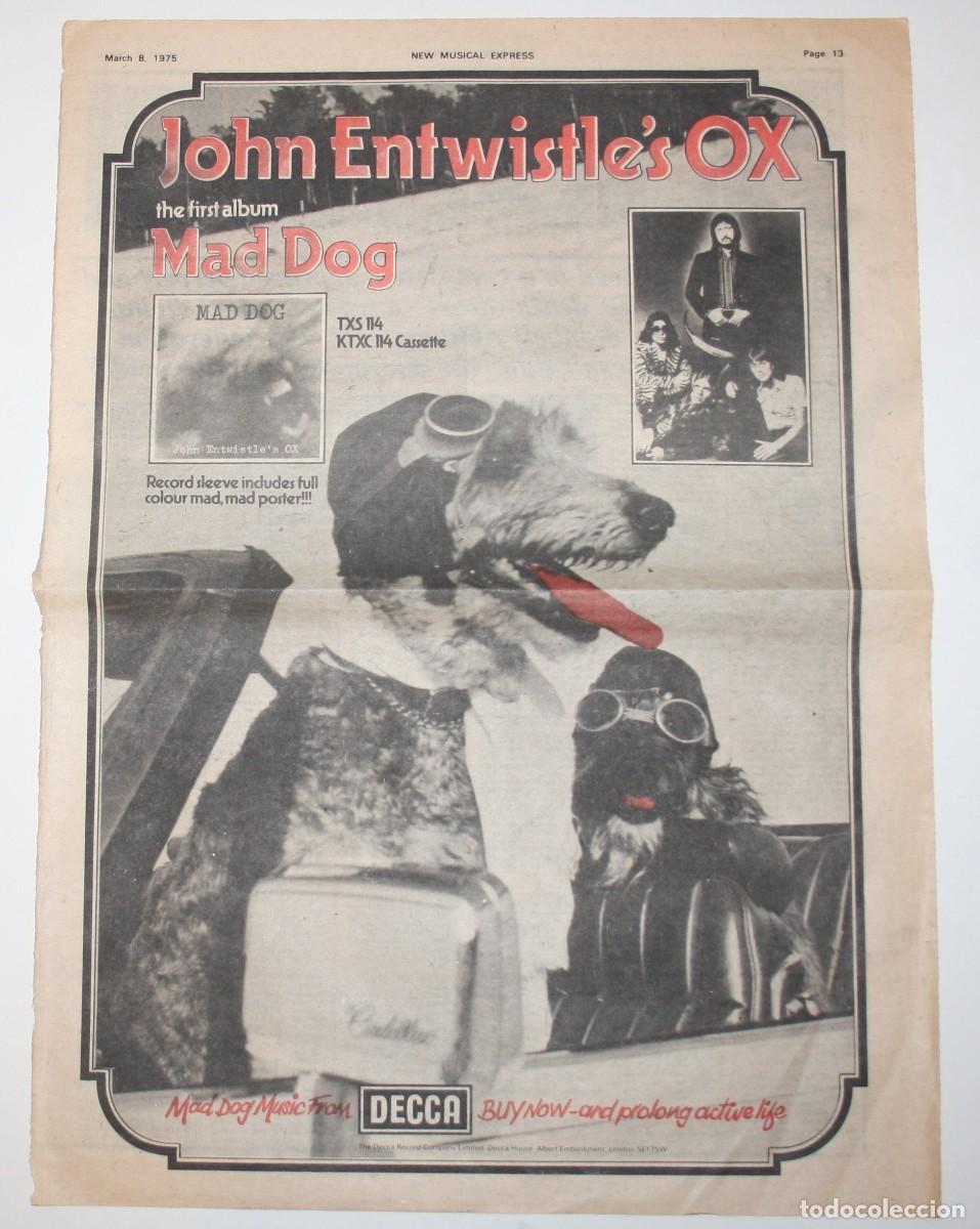 Magazines de musique: JOHN ENTWISTLE Mad Dog 1975 Original UK Album LP Advert NME poster the who clipping