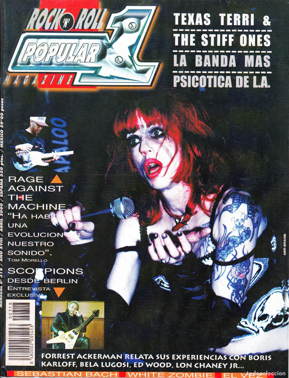 Revistas de m&uacute;sica: POPULAR 1. N&ordm; 318. RAGE AGAINST THE MACHINE, TEXAS TERRI & THE STIFF ONES, SCORPIONS