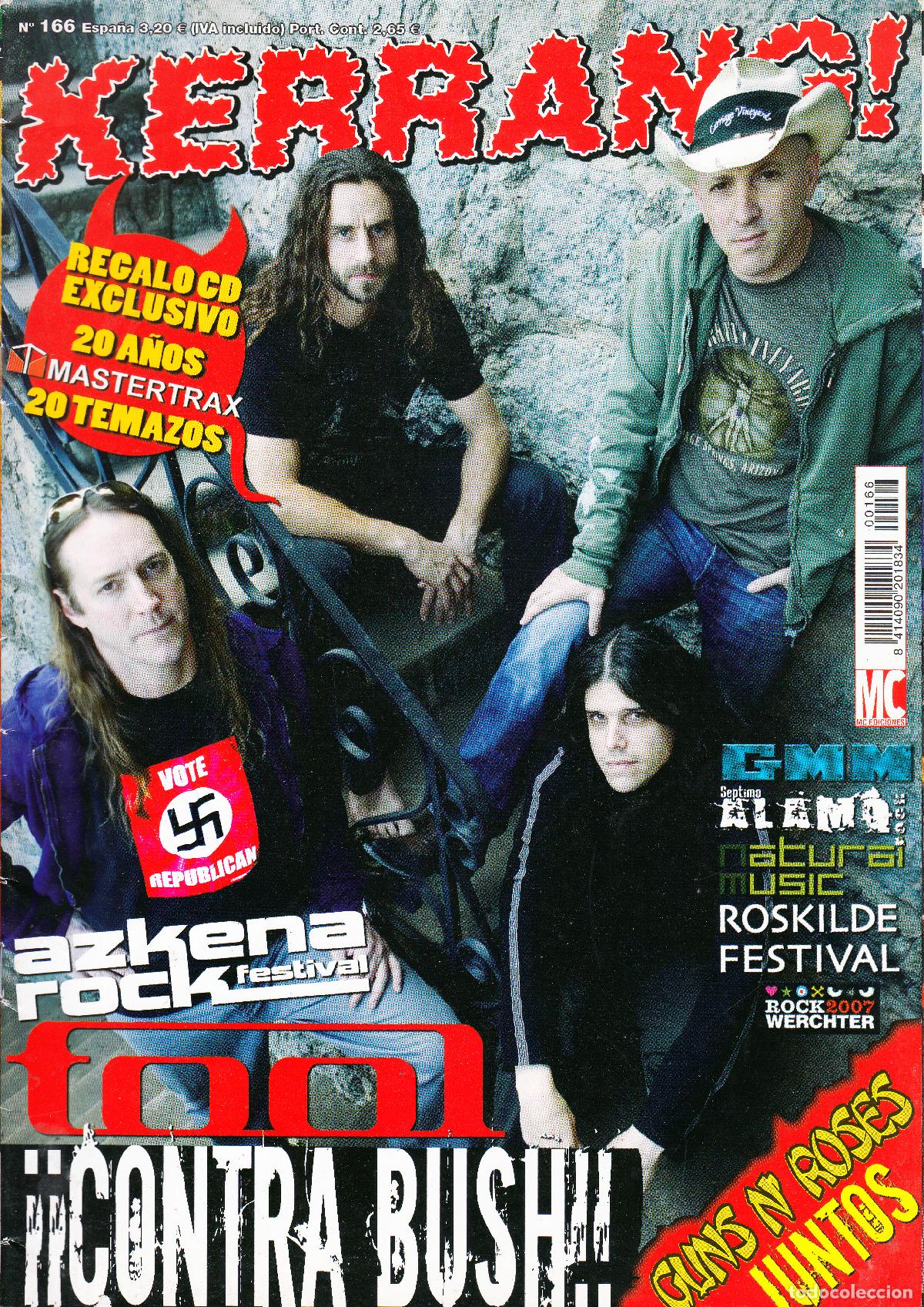 Revistas de m&uacute;sica: KERRANG. N&ordm; 166. AZKENA ROCK FESTIVAL, GUNS N ROSES, FOOL, ROSKILDE FESTIVAL, NATURAL MUSIC
