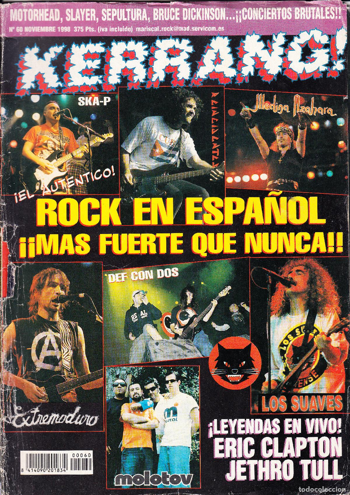 Revistas de m&uacute;sica: KERRANG. N&ordm; 60. EXTREMODURO, DEF CON DOS, LOS SUAVES, SKA-P, REINCIDENTES, MEDINA AZAHARA