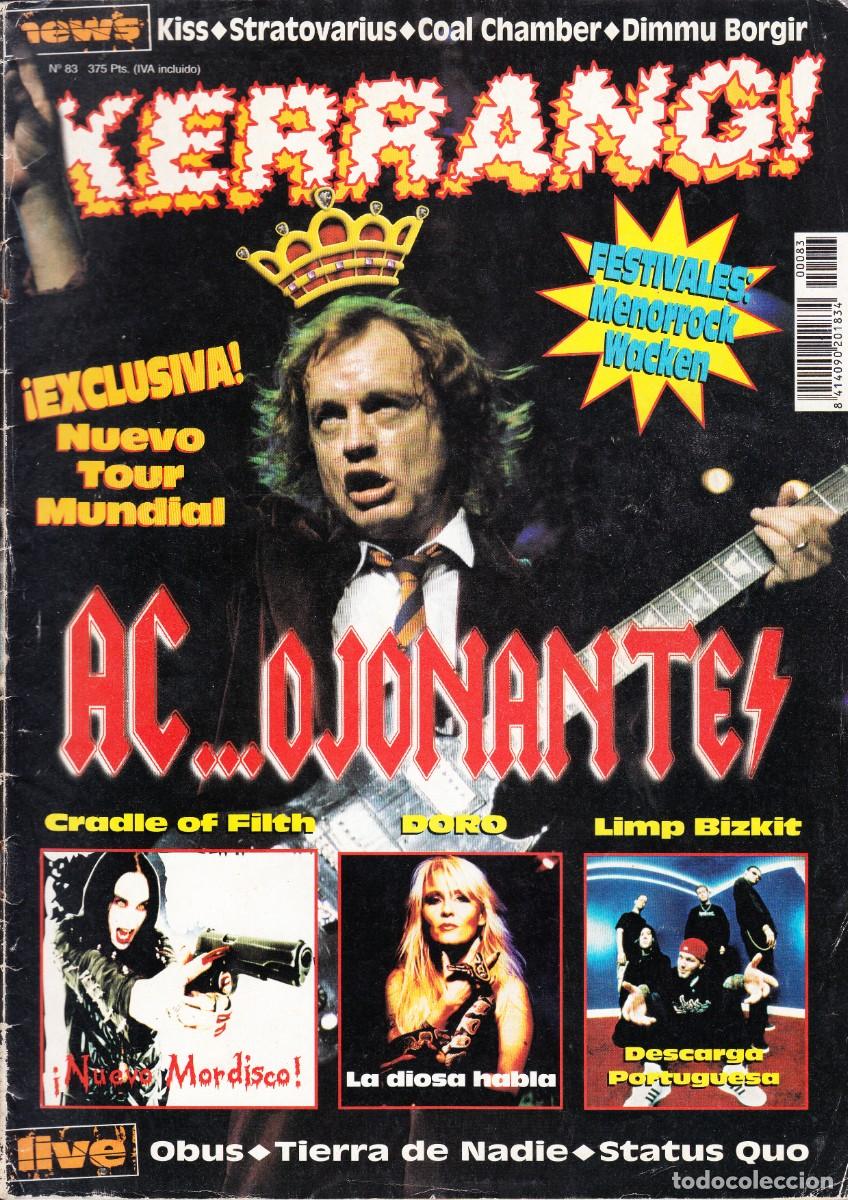 Revistas de m&uacute;sica: KERRANG. N&ordm; 83. AC DC, CRADLE OF FILTH, DORO, LIMP BIZKIT, OBUS, TIERRA DE NADIE