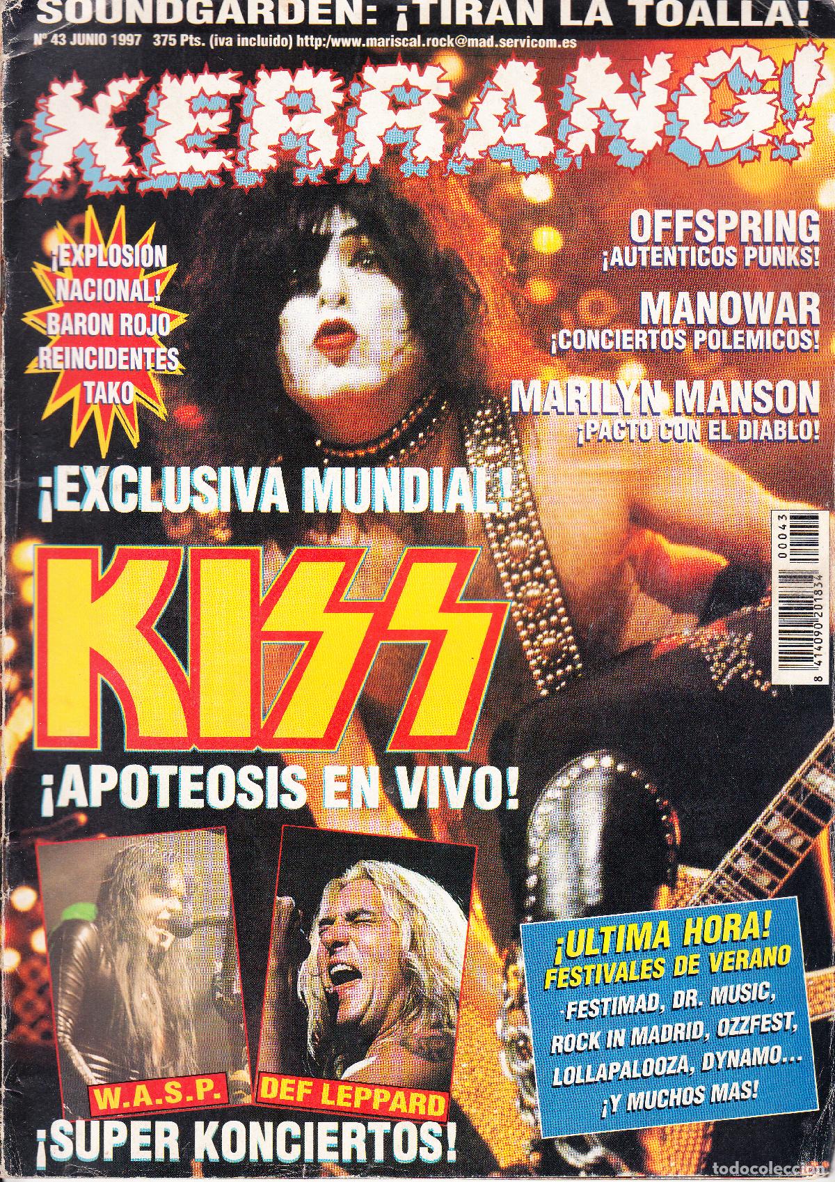Revistas de m&uacute;sica: KERRANG. N&ordm; 43. SOUNDGARDEN, KISS, OFFSPRING, MANOWAR, BARON ROJO, REINCIDENTES, TAKO