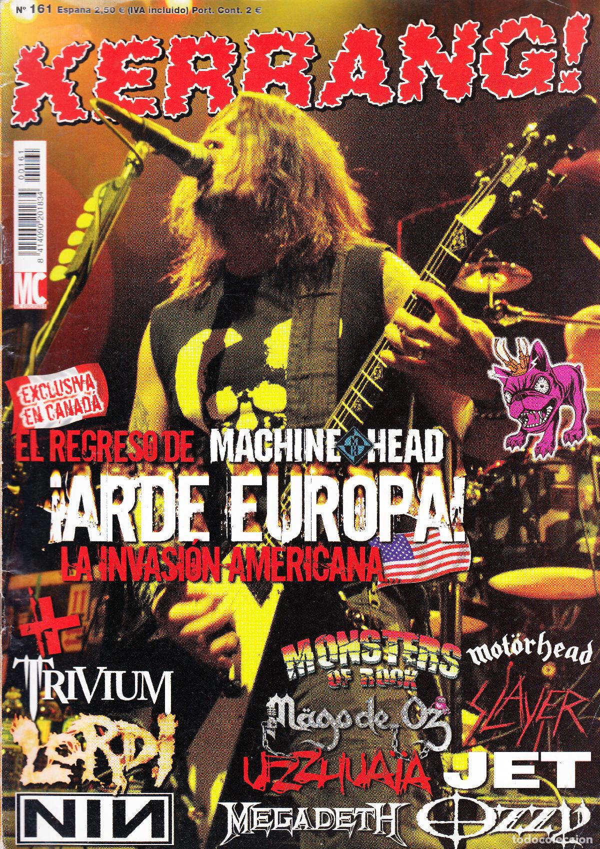 Revistas de m&uacute;sica: KERRANG. N&ordm; 161. MACHINE HEAD, TRIVIUM, MAGO DE OZ, JET, MEGADETH, OZZY OSBORNE