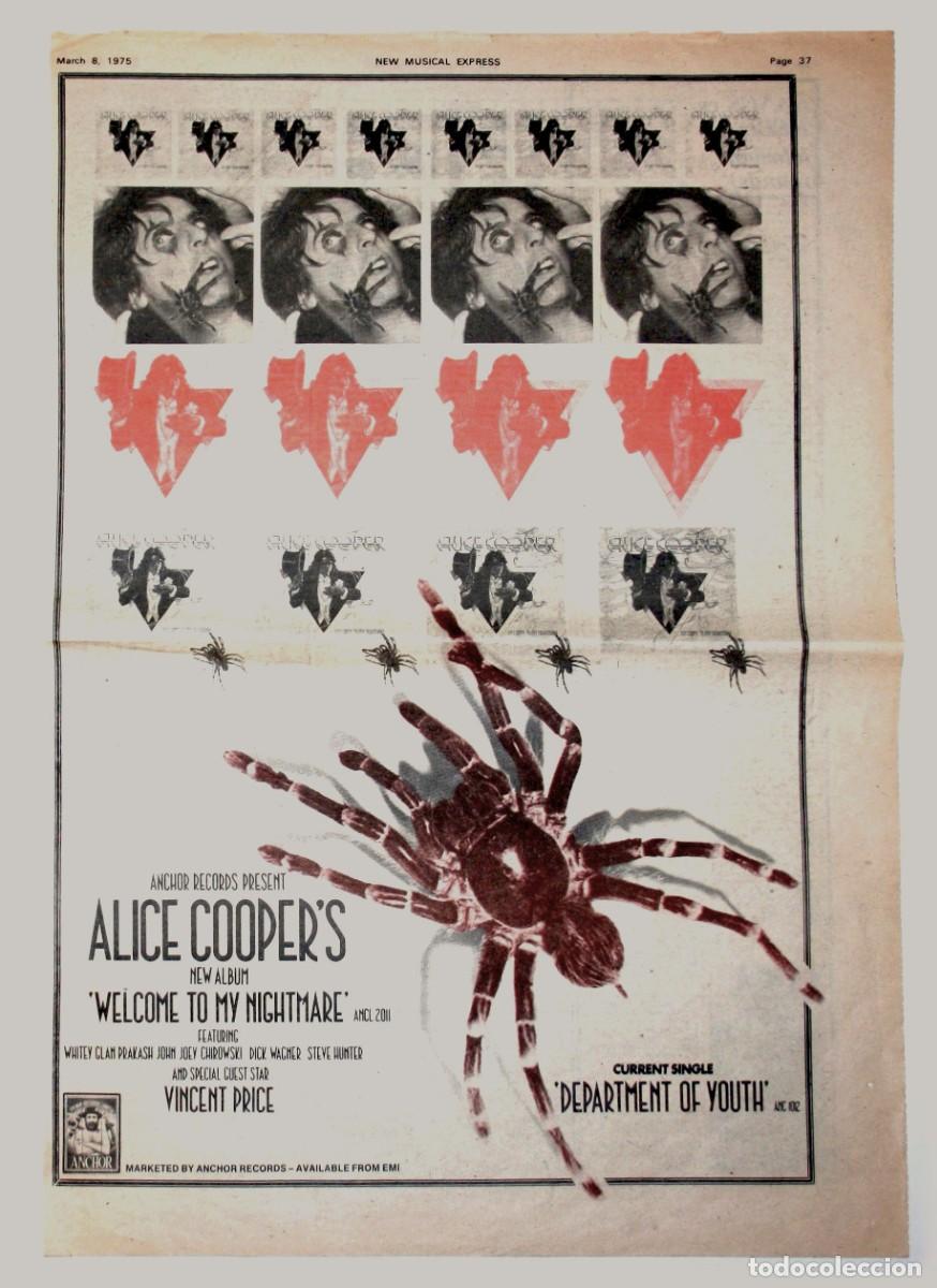 Revistas de m&uacute;sica: ALICE COOPER Welcome to my Nighmare 1975 Original Promo Album Advert UK AD NME poster