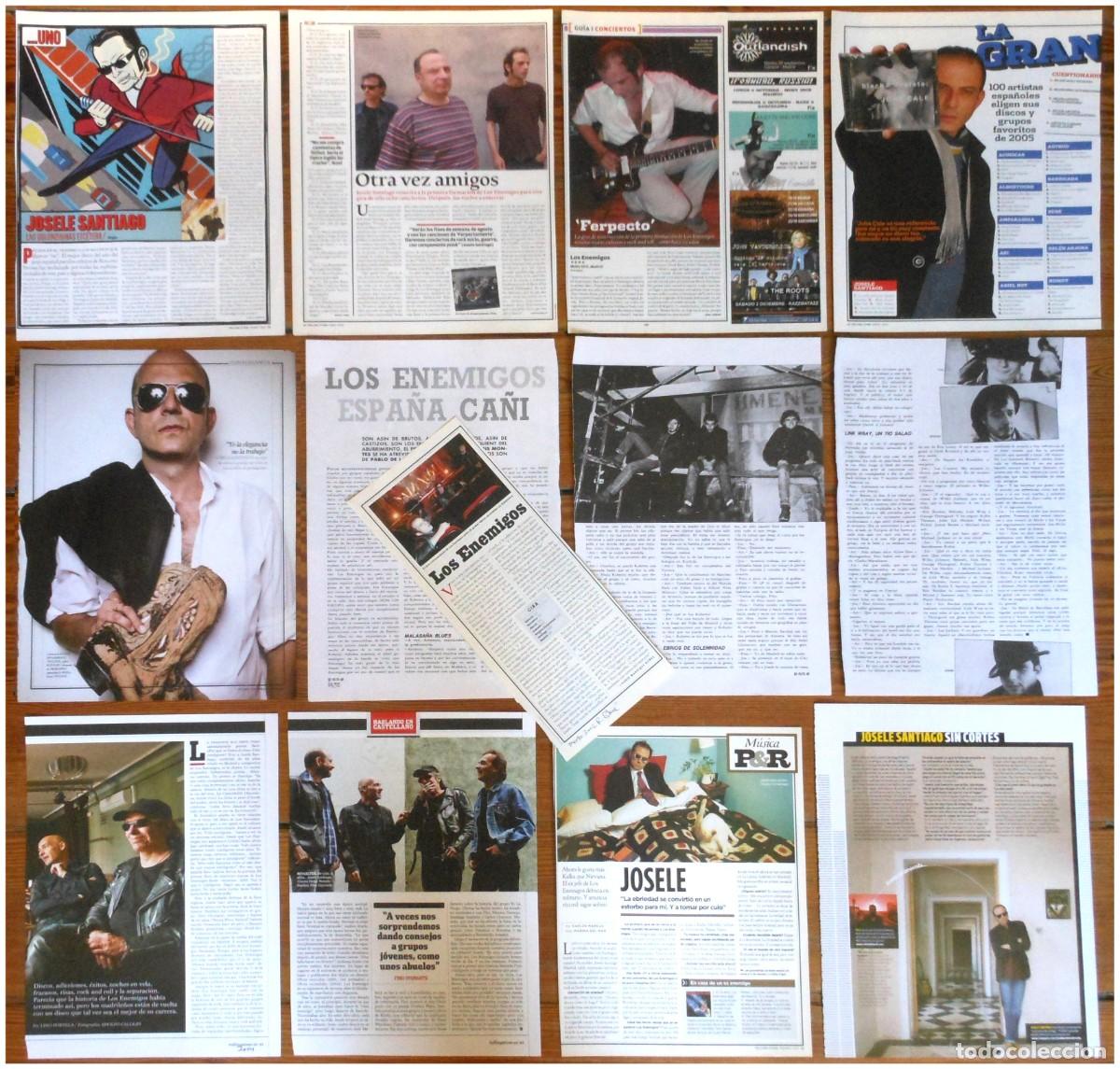 Revistas de m&uacute;sica: LOS ENEMIGOS Josele Santiago lote de prensa 1990s/10s fotos rock espa&ntilde;ol clippings