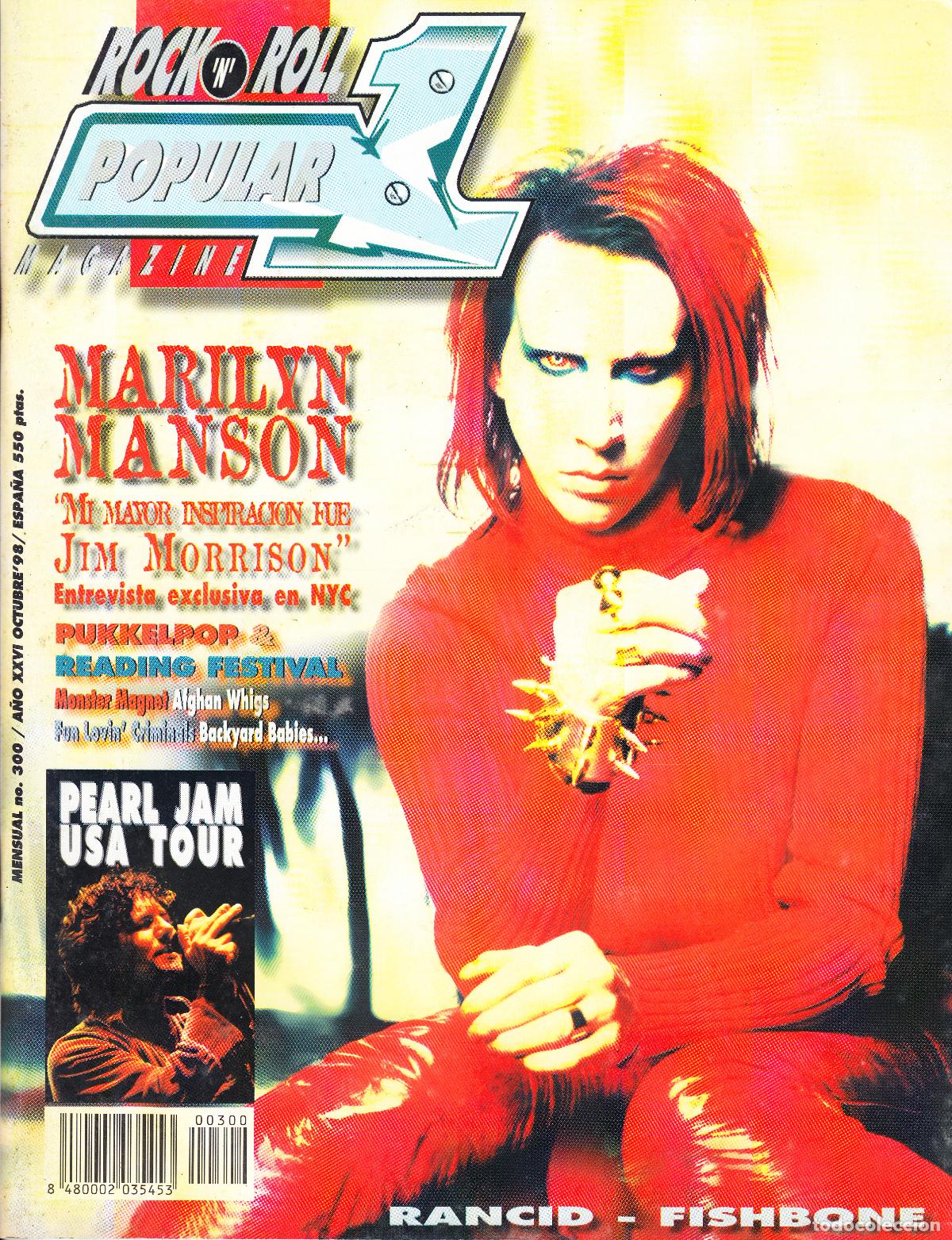 Musikzeitschriften: POPULAR 1. N&ordm; 300. MARILYN MANSON, PUKKELPOP, READING, RANCID, FISHBONE, PEARL JAM