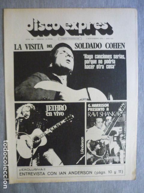 Music magazines: DISCO EXPRES N&ordm; 298 WHO LEONARD COHEN JETHRO TULL RAVI SHANKAR IAN ANDERSON GEORGE HARRISON BEE GEES