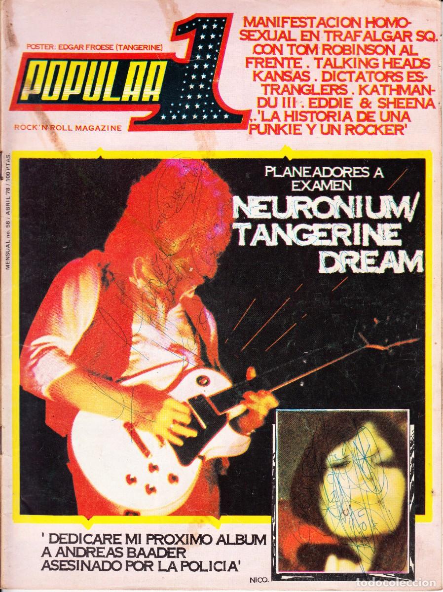 Revistas de m&uacute;sica: POPULAR 1. N&ordm; 58. TANGERINE DREAM, NEURONIUM, MANIFESTACION LGTBI EN TRAFALGAR