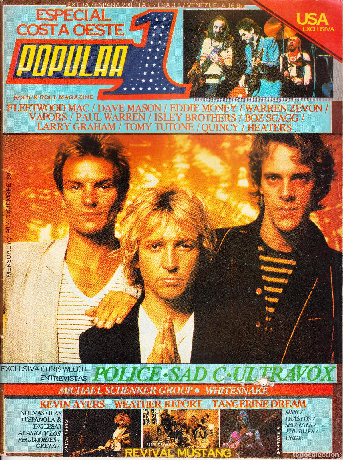 Revistas de m&uacute;sica: POPULAR 1. N&ordm; 90. POLICE, LOS MUSTANG, FLEETWOOD MAC, EDDIE MONEY, ISLEY BROTHERS